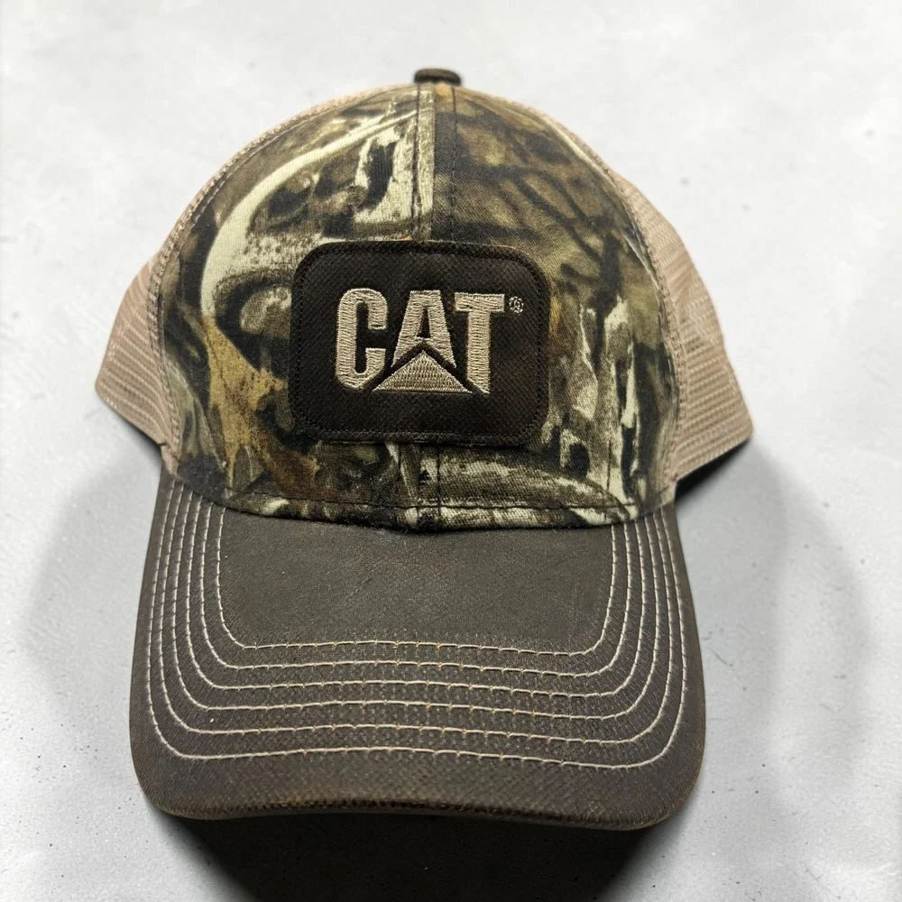 Trucker Hat CAT One Size Camo Polyester Cotton Mesh Back Snapback